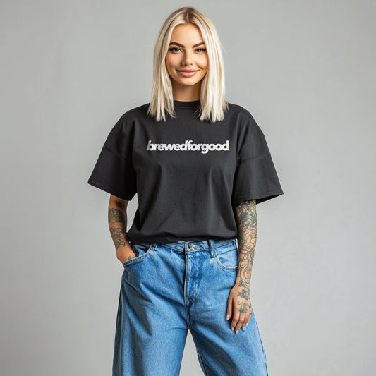 brewedforgood - Organic Oversized Shirt ST/ST - brewedforgoodBlackXS