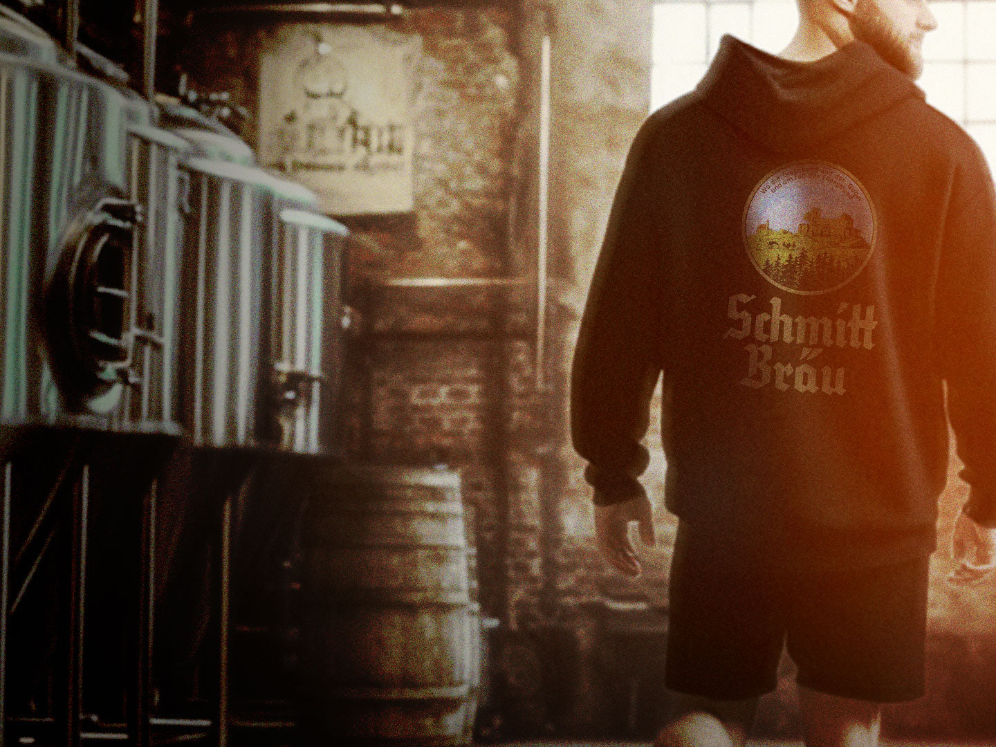 schmitt bräu hoodie in einer alten bamberger brauerei